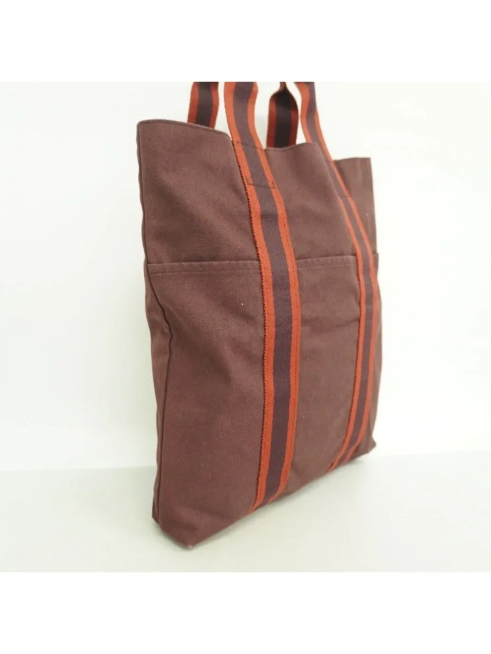 Hermes Tote Fourre Tout Cabas Canvas Bordeaux